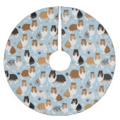 Rough Collie Paws and Bones Polyester Weihnachtsbaumdecke (Vorderseite)
