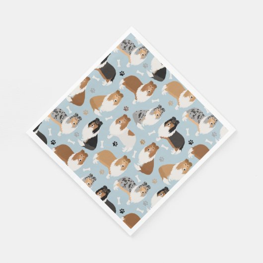 Rough Collie Paws and Bones Serviette (Ecke)