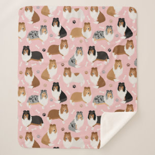 Rough Collie Paws and Bones Sherpa Blanket Sherpadecke