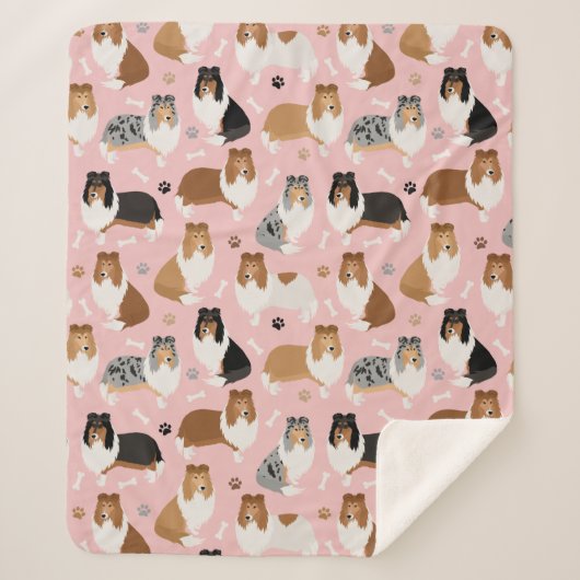 Rough Collie Paws and Bones Sherpa Blanket Sherpadecke (Vorderseite)