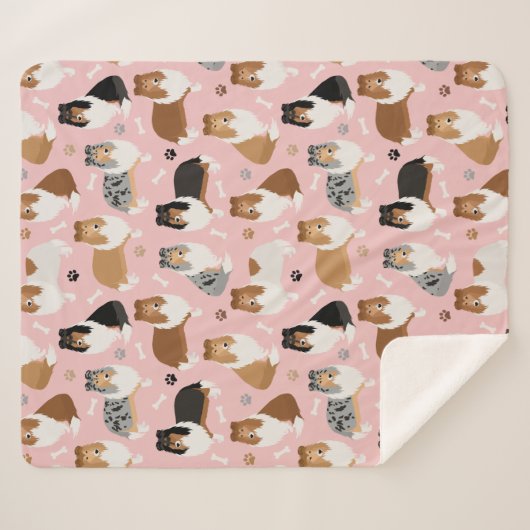 Rough Collie Paws and Bones Sherpa Blanket Sherpadecke (Vorderseite (Horizontal))