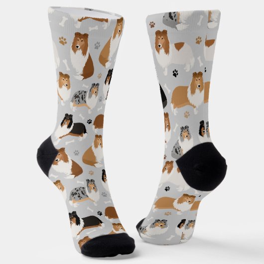 Rough Collie Paws and Bones Socks Socken (Gewinkelt)
