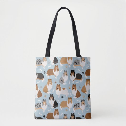 Rough Collie Paws and Bones Tasche (Vorderseite)