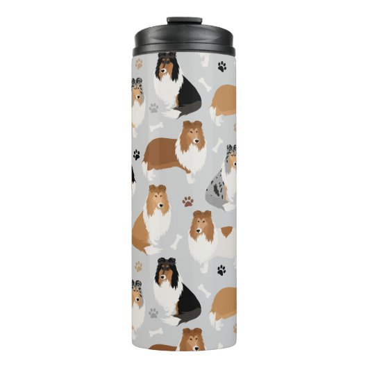 Rough Collie Paws and Bones Thermosbecher (Vorderseite)