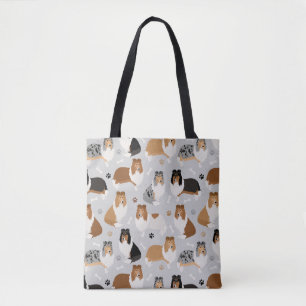 Rough Collie Paws and Bones Tote Bag Tasche