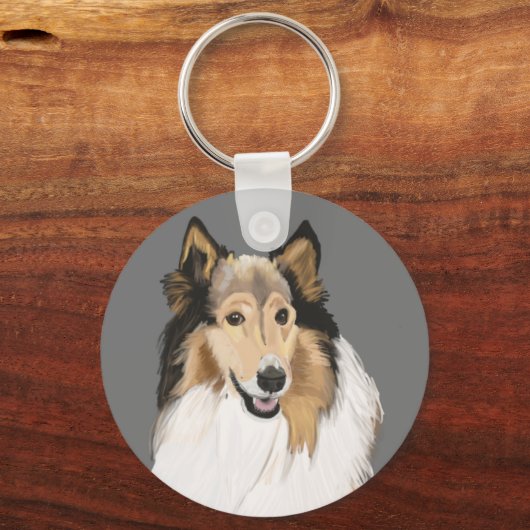 Rough Collie portrait Doppelseitig Schlüsselanhänger (Rückseite)