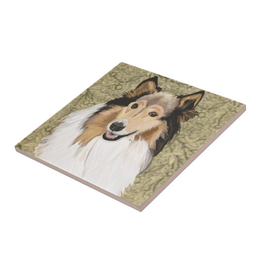 Rough Collie Portrait Fliese (Seite)