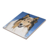 Rough Collie Portrait gegen den blauen Himmel Fliese (Seite)