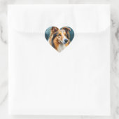 Rough Collie Portraits Herz-Aufkleber (Tasche)