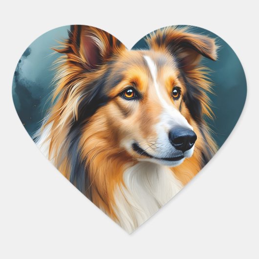 Rough Collie Portraits Herz-Aufkleber (Vorderseite)