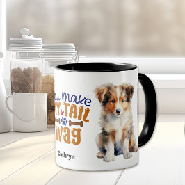 Rough Collie Puppy Dog Du machst meinen Schwanz Wa Tasse