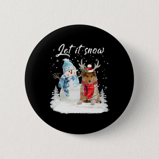 Rough Collie Santa Dog Christmas Snowman Xmas Paja Button (Vorderseite)