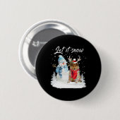 Rough Collie Santa Dog Christmas Snowman Xmas Paja Button (Vorne & Hinten)