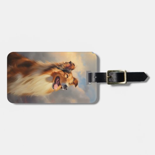 Rough collie / Scottish collie Gepäckanhänger (Vorderseite horizontal)