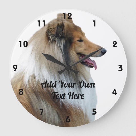 Rough Collie Sheep Dog Große Wanduhr (Vorderseite)