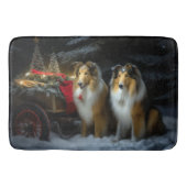 Rough Collie Snowy Sleigh Weihnachtsdekor Badematte (Vorderseite)
