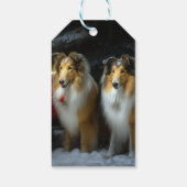 Rough Collie Snowy Sleigh Weihnachtsdekor Geschenkanhänger (Rückseite)