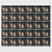 Rough Collie Snowy Sleigh Weihnachtsdekor Geschenkpapier (Flach)