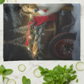 Rough Collie Snowy Sleigh Weihnachtsdekor Geschirrtuch (Gefaltet)