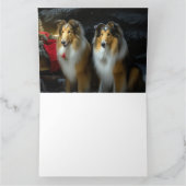Rough Collie Snowy Sleigh Weihnachtsdekor Karte (Innenseite)