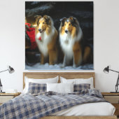 Rough Collie Snowy Sleigh Weihnachtsdekor Leinwanddruck (Insitu (Schlafzimmer))