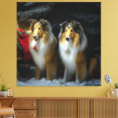 Rough Collie Snowy Sleigh Weihnachtsdekor Leinwanddruck (Insitu (Wohnzimmer))