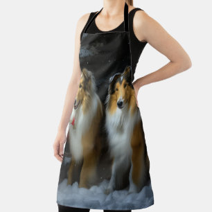 Rough Collie Snowy Sleigh Weihnachtsdekor Schürze