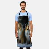 Rough Collie Snowy Sleigh Weihnachtsdekor Schürze (Getragen)