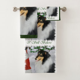 Rough Collie Tri Color Christmas Badhandtuch Set