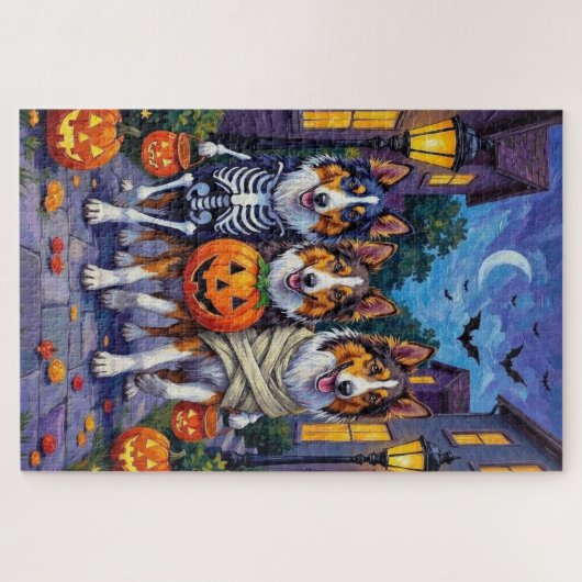 Rough Collie Trick-or-Treating Halloween Costumes Puzzle (Horizontal)