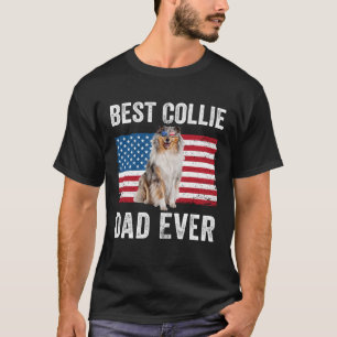 Rough Collie Vater American Flag Collie Dog Owner T-Shirt