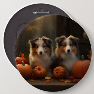 Rough Collie Welpe Autumn Delight Pumpen Button