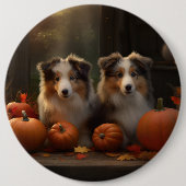 Rough Collie Welpe Autumn Delight Pumpen Button (Vorderseite)