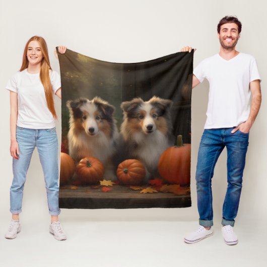 Rough Collie Welpe Autumn Delight Pumpen Fleecedecke (Beispiel)