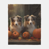 Rough Collie Welpe Autumn Delight Pumpen Fleecedecke (Vorderseite)