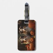 Rough Collie Welpe Autumn Delight Pumpen Gepäckanhänger (Rückseite vertikal)