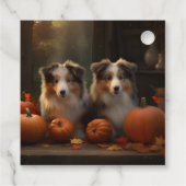 Rough Collie Welpe Autumn Delight Pumpen Geschenkanhänger (Rückseite)