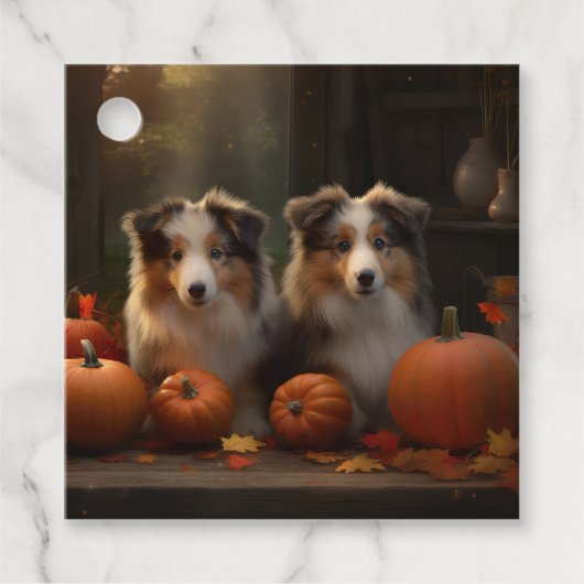 Rough Collie Welpe Autumn Delight Pumpen Geschenkanhänger (Vorderseite)