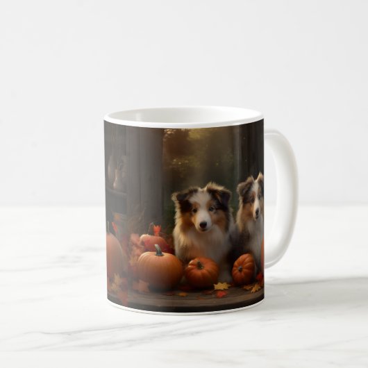 Rough Collie Welpe Autumn Delight Pumpen Kaffeetasse (VorderseiteRechts)