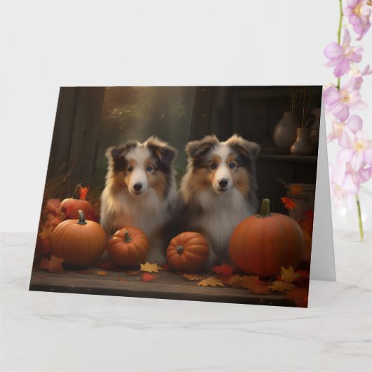 Rough Collie Welpe Autumn Delight Pumpen Karte (Orchidee)