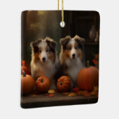 Rough Collie Welpe Autumn Delight Pumpen Keramikornament (Rechts)