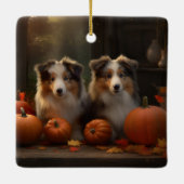 Rough Collie Welpe Autumn Delight Pumpen Keramikornament (Rückseite)