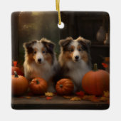 Rough Collie Welpe Autumn Delight Pumpen Keramikornament (Vorderseite)