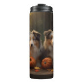 Rough Collie Welpe Autumn Delight Pumpen Thermosbecher (Vorderseite)