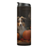 Rough Collie Welpe Autumn Delight Pumpen Thermosbecher (Nach rechts gedreht)