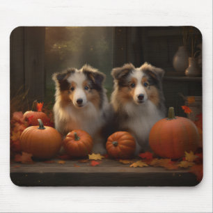 Rough Collie Welpe Herbstfreude Kürbis Mousepad