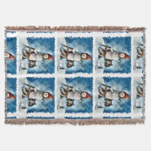 Rough Colliese mit Snowman Weihnachten Decke (Vorderseite)