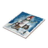 Rough Colliese mit Snowman Weihnachten Fliese (Seite)