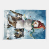 Rough Colliese mit Snowman Weihnachten Handtuch (Horizontal)