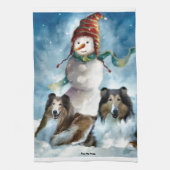 Rough Colliese mit Snowman Weihnachten Handtuch (Vertikal)